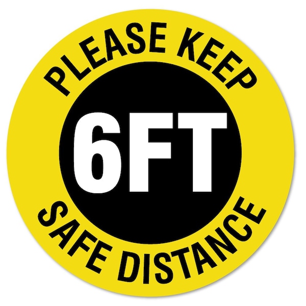 Please Keep Safe Distance Non-Slip Floor Graphic, 11in Vinyl Decal, 12PK, FD-2-C-11-12PK-99976